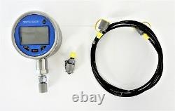 100mm dia Digital Pressure Test Kit 0-8700 PSI c/w 2m Test Hose Adaptors & Case