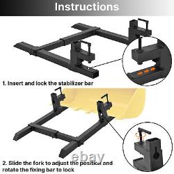 1500lb 43 Tractor Clamp on Pallet Fork WithStabilizer Bar Skid Steer Loader Heavy