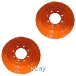(2) Orange Steel 8.25 x 16.5 Wheel Rims 8 Lug Fits Bobcat Skid Steer Loader