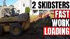 2 Skid Steer Loaders Working Fast And Efficient To The Job Done Grading Kubota Mustang