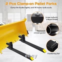 43'' Clamp on Pallet Forks Tractor Bucket Forks Lifting Extension Steer 1500LBS