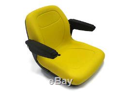 Black HIGH BACK SEAT with ARM REST & SLIDE TRACK KIT for Bobcat Skid Steer Loader