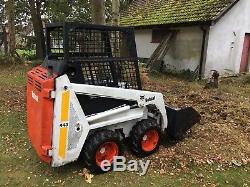 Bobcat 443 skid steer loader with bucket grab spare wheels and tyres