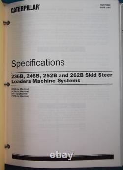 Cat Caterpillar 236b 246b 252b 262b Skid Steer Service Shop Repair Manual Book