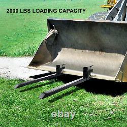 Clamp on Pallet Forks Loader Bucket 2000 lbs Capacity 43 Loader Bucket Tractor
