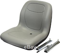 Grey HIGH BACK SEAT with Slide Track Kit for Case Skid Steer Loader Made in USA