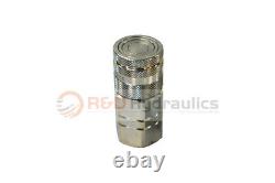 Hydraulic Quick Coupler 3/4 NPT Skid Steer Loader With Caps & Plugs 4 PK