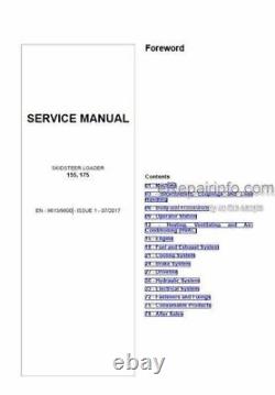 JCB SKIDSTEER LOADER 155, 175 SERVICE MANUAL (printed)