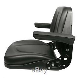 Kubota Universal Tractor Seat With Flip Up Arms and Slide Track Black