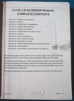 New Holland Ls140 Ls150 Skid Steer Loader Service Shop Repair Manual Book