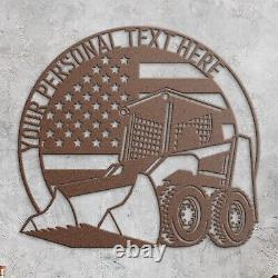 Personalized Ameican Skid Steer Metal Art Sign. Custom US Loader Wall Decor Gift