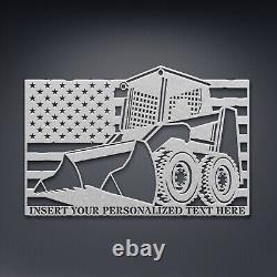 Personalized US Skid Steer Metal Sign. Custom American Loader Wall Decor Gift