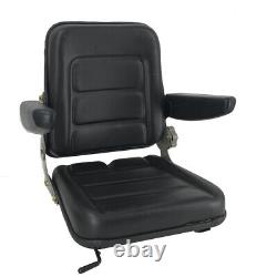 Universal Waterpoof Black Compact Tractor Seat with Arms Fits Kubota Skid Steer