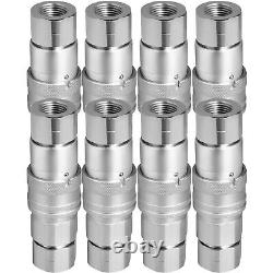 8 Ensembles de Coupleurs Rapides Hydrauliques à Face Plate 1/2 NPT pour Bobcat