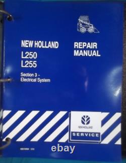 Nouveau manuel d'atelier de réparation et d'entretien pour les chargeuses compactes New Holland L250 et L255.