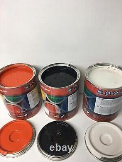 Peinture émail orange en bidons de 1 litre pour la cabine blanche et le couvercle du moteur noir du Bobcat Skidsteer